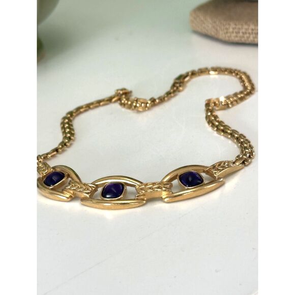 TRIFARI™ Gold Tone with Purple Cabochons Necklace 17 inch - Picture 5 of 7